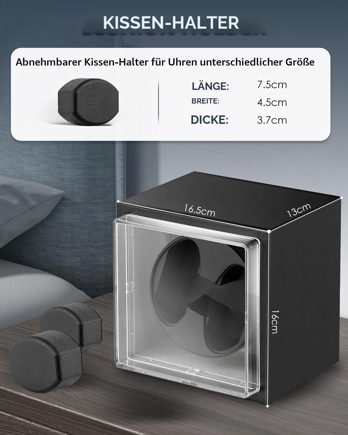Mxmoonant Automatische Uhrenbeweger für 2 Uhren, 5 Rotationsmodi | mit leisem Motor, AC-Adapter & Batteriebetrieb, mit LED-Beleuchtung, für Automatikuhren Uhrenaufbewahrung