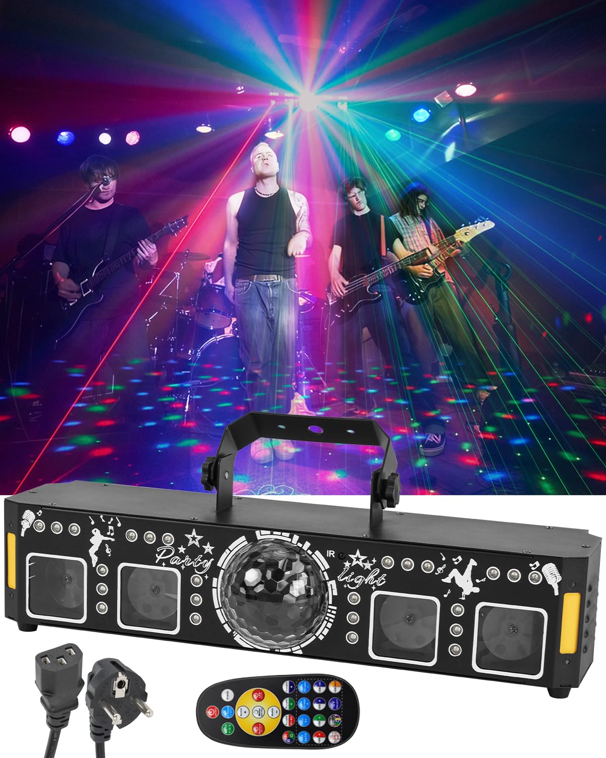7-in-1 Partylicht LED RGB Musikgesteuertes Discolicht mit Lichteffekt | Musterprojektion,Musik-Disco-Party-Bühnenlichter,Geeignet für Geburtstagsfeiern, Halloween, Clubs, Festivals