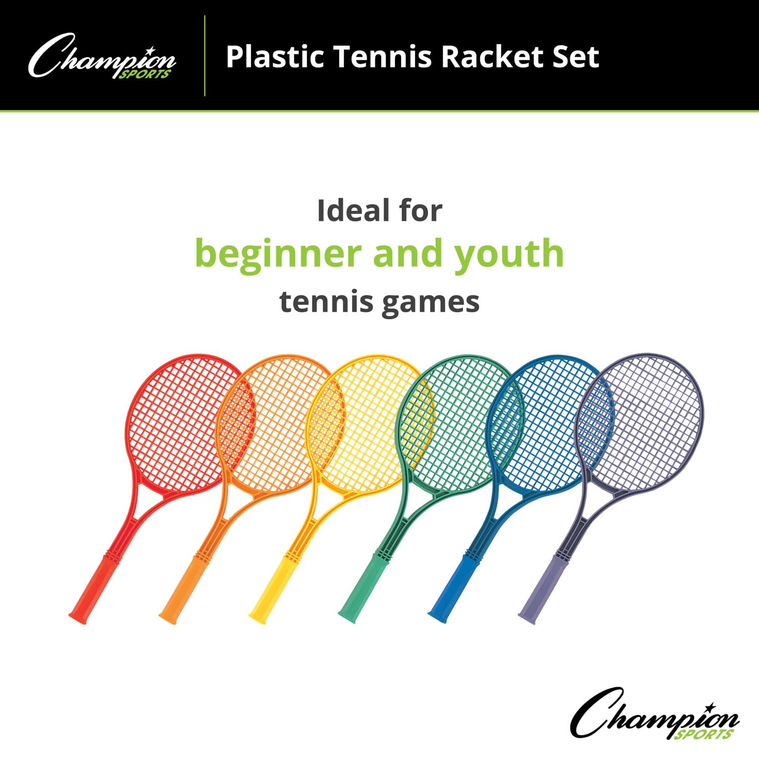 Champion Sports 53 cm plastikowa rakieta tenisowa zestaw fioletowy
