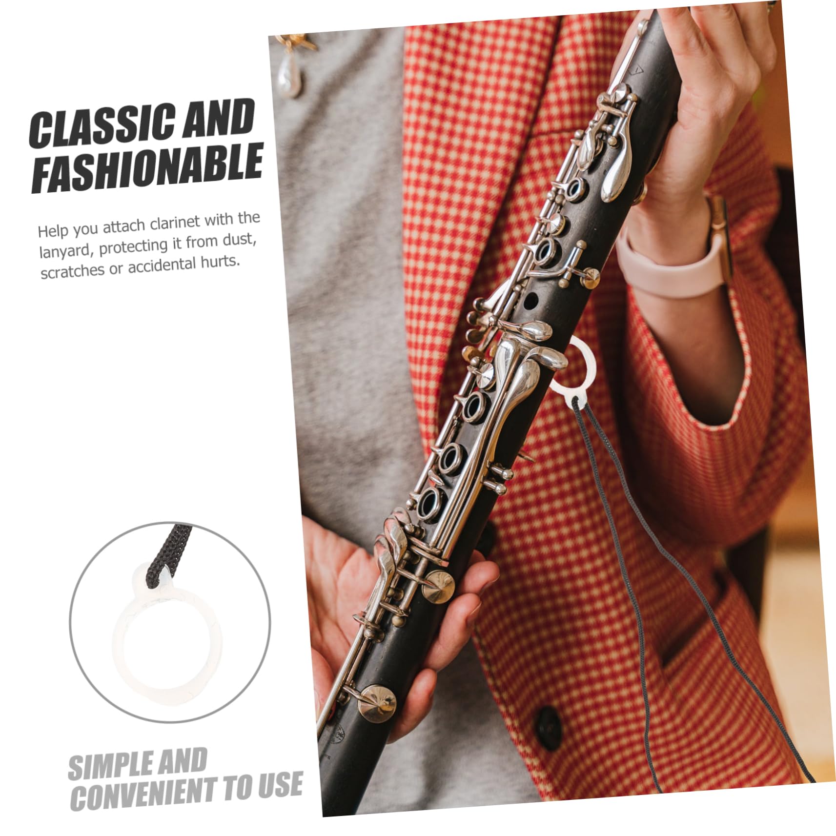 Corda Per Clarinetto Da Appendere Nera Gancio Ad Anello