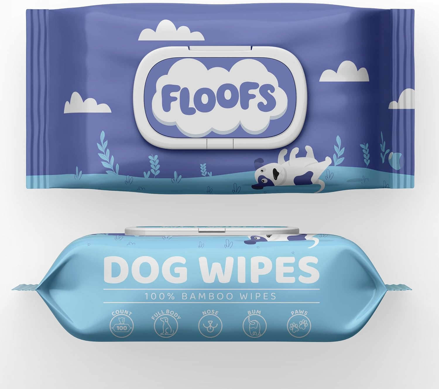Floofs Antibacterial Dog Wipes for Paws, Body, Face & Bum – Hypoallergenic Grooming Wipes – 100 Fragrance-Free Pet Wipe for Dogs, Puppies & Cats – 15 x 20 cm, 50 gsm