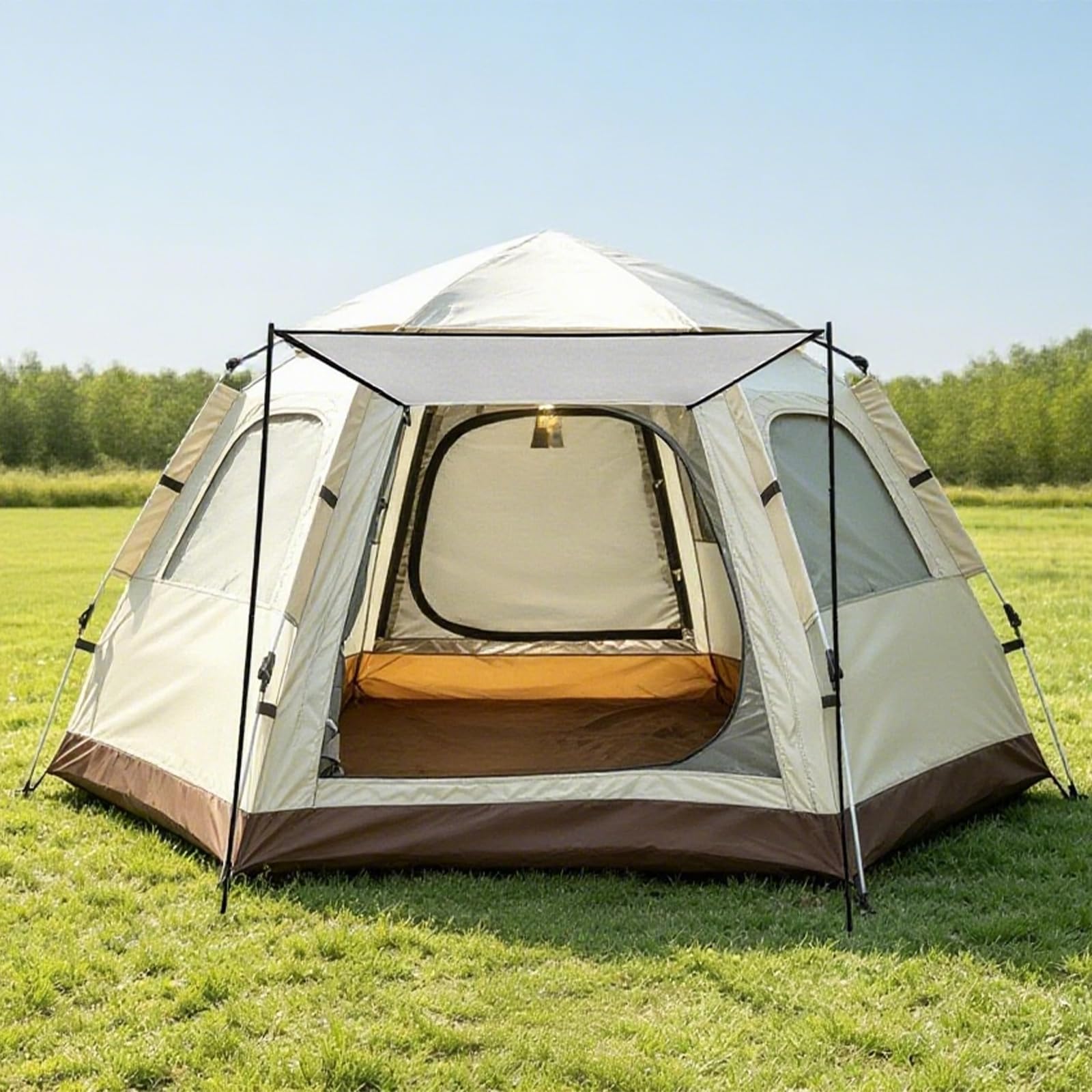 Zelt für 2-3 Personen, Pop Up Campingzelt mit Vorzelt | Automatisches Sekundenzelt mit Sonnenschutz & wasserdicht, Familienzelt für Camping Wandern & Trekking