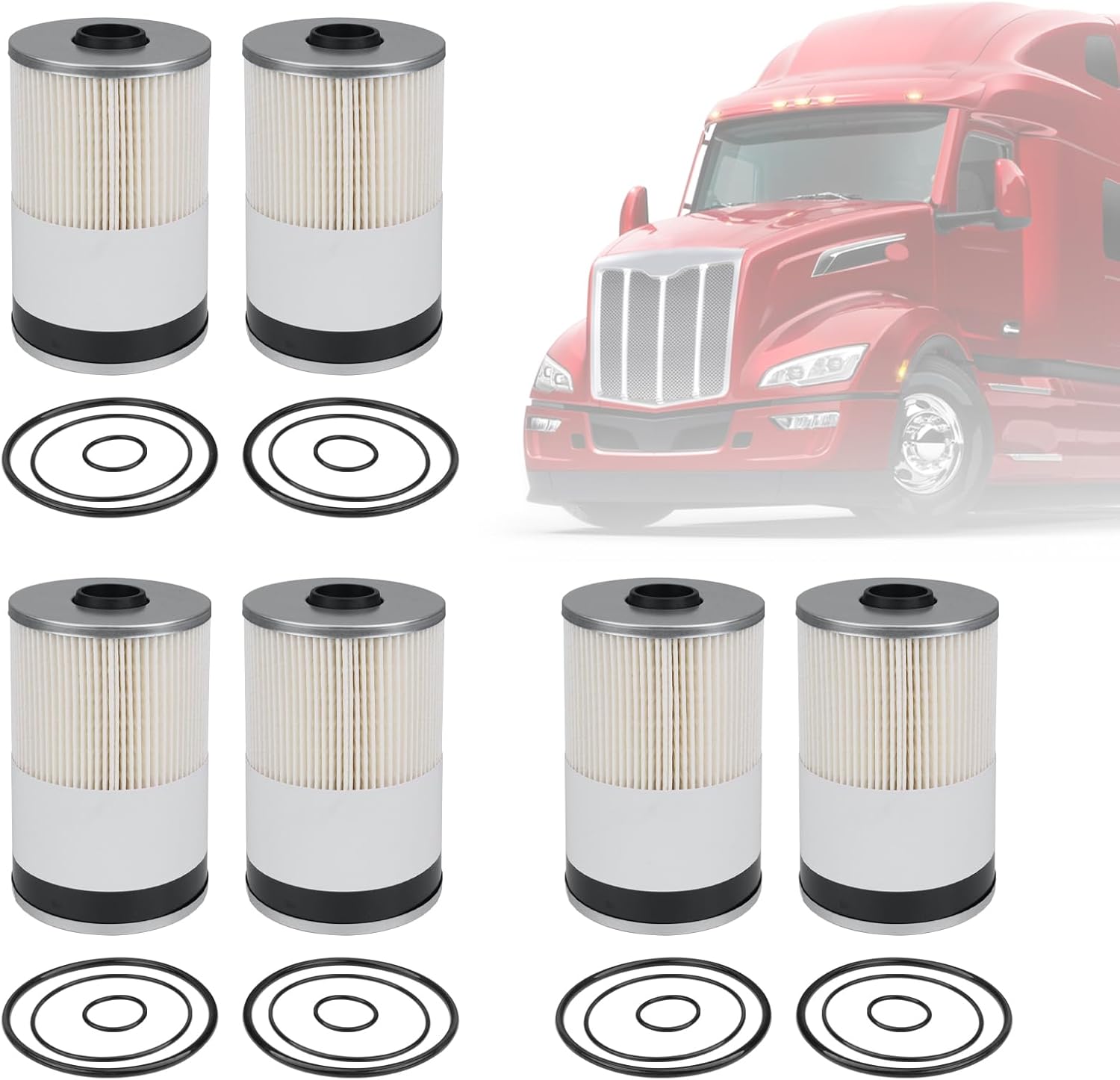 FS19765 Fuel Filter Water Separator Fit for Cummins ISX ISL9 ISX15 ISX12 X12 X15 ISX11.9 Diesel Engine FS19764 P550851 PF7930 WF10005(set of 6)