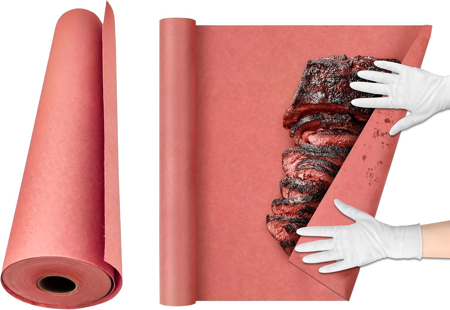 Pink Butcher Paper Roll for Smoking Meat – 30.5 cm x 60 Feet Unbleached Food Grade BBQ, Wrapping Paper for Brisket, Grilling, Barbecue, Oven & Pit Smoker Use.