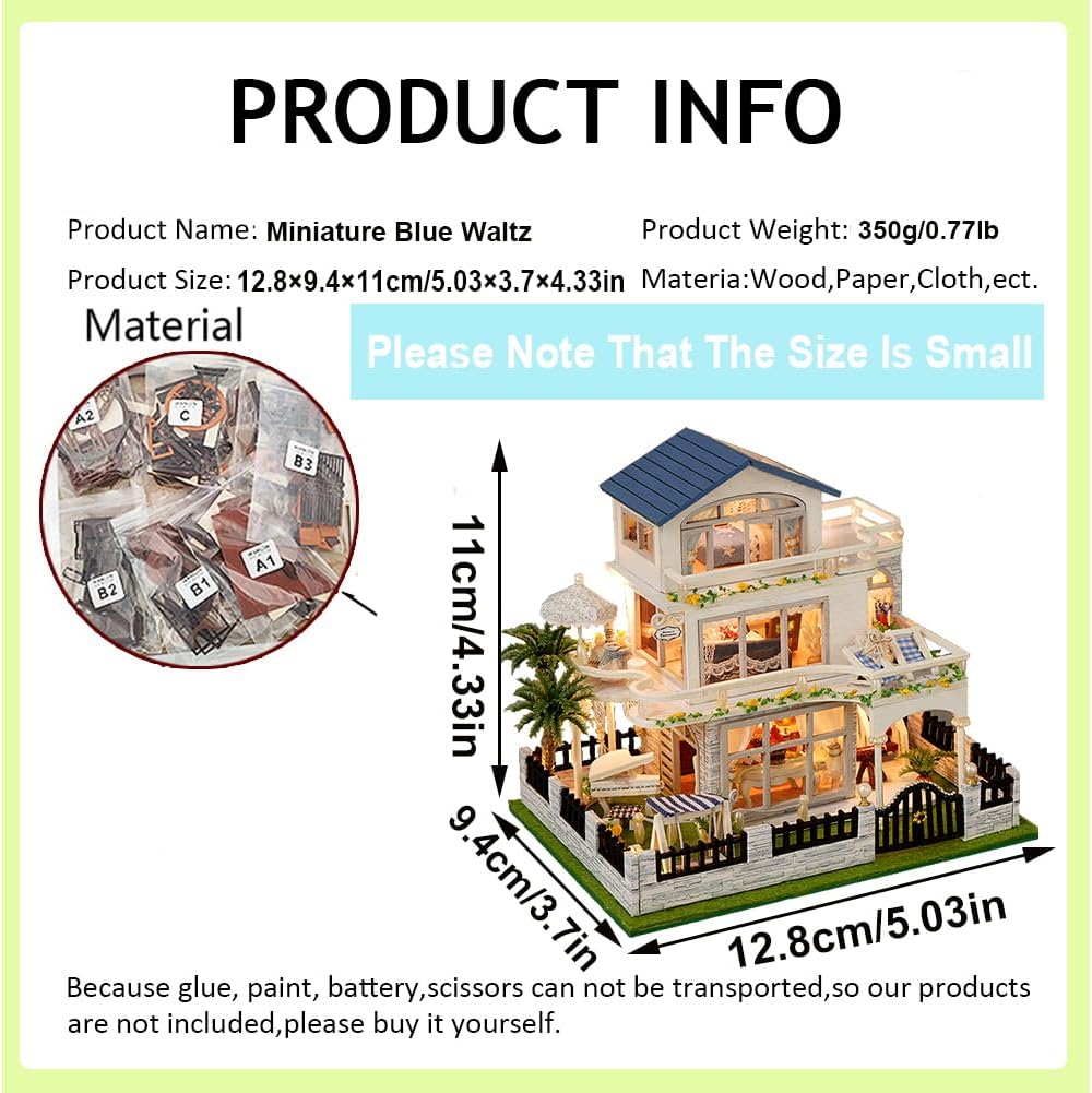 DIY Miniature Store Wooden Dollhouse Kit Cottage Villa Building 3D Model Creativity Gifts for Teens and Adults (Japanese Style Villa)