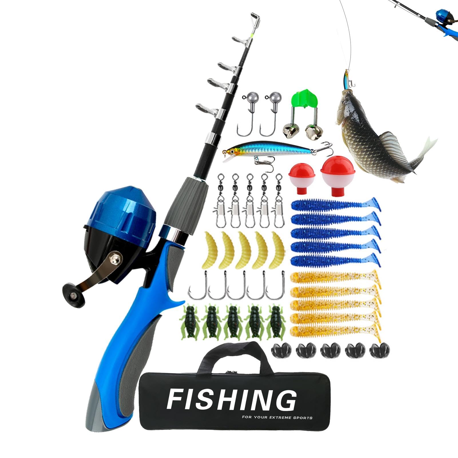 Amazon.co.jp: 初心者用釣りキット、用釣り具-ポータブル釣具ボックス