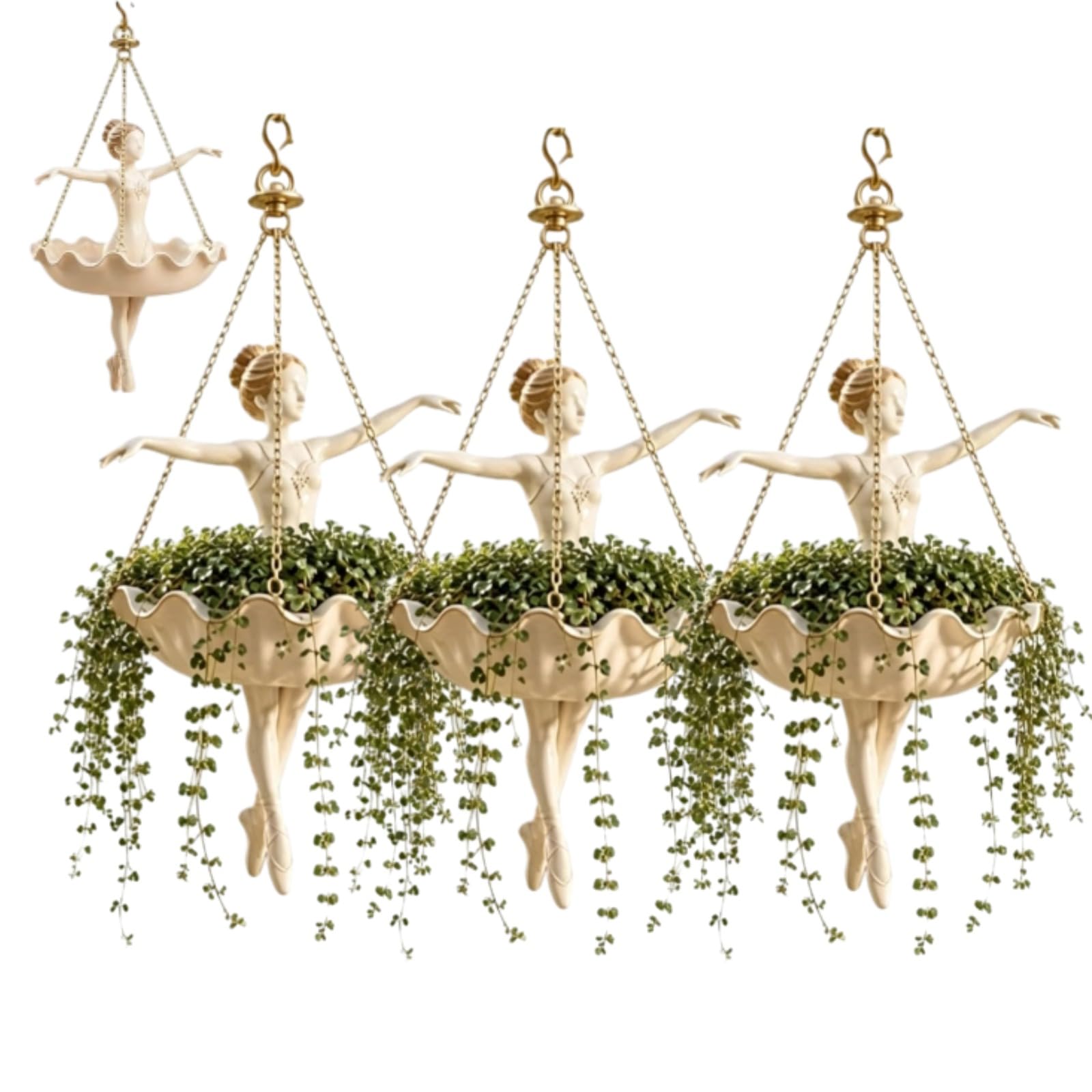 CLBDRESS Ballet Dancer Hanging Planter – Cute Ballerina Flower Pot for Indoor & Outdoor Garden, Whimsical Succulent & Spider Plant Holder, Unique Dance Teacher Gift