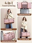 Lekesky Foldable Travel Duffel Bag for Women, 80L Large Duffle Bag with Separate Shoes Compartments & Straps, Carry On Weekend Bag for Women, Hospital, Overnight (Pink)
