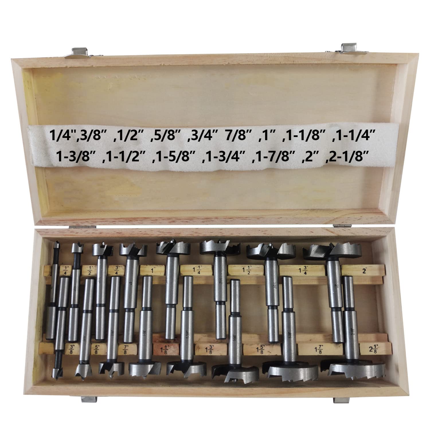 BASYNOL Forstner Bit Set for Wood Drilling,16 Piece Forstner Drill Bits Set with Round Shank