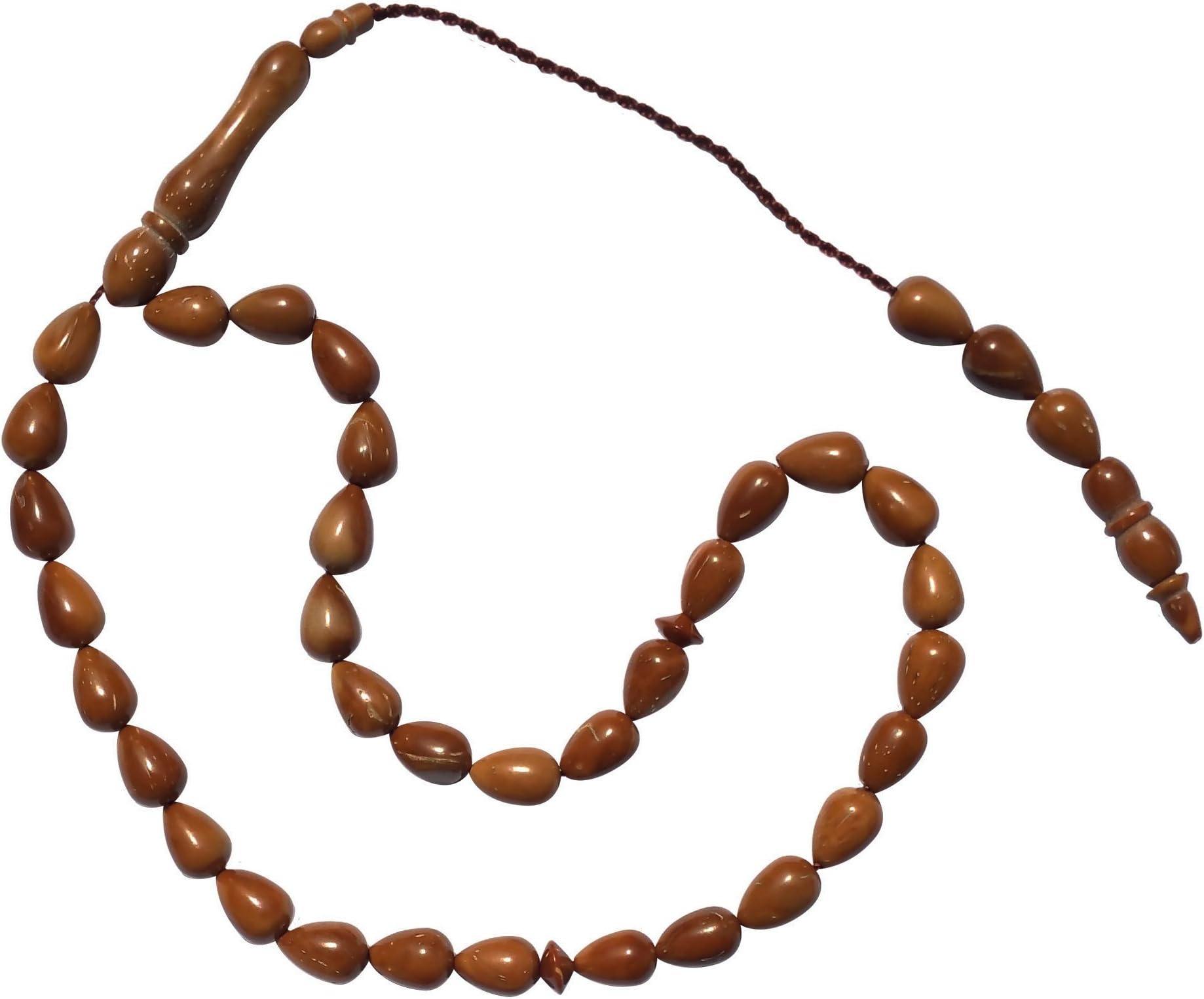 TheTasbih Small Kuka Tesbih Islamic Prayer Beads 6.5x9-mm Pear-shaped Natural Color Genuine Turkish Style Sibha
