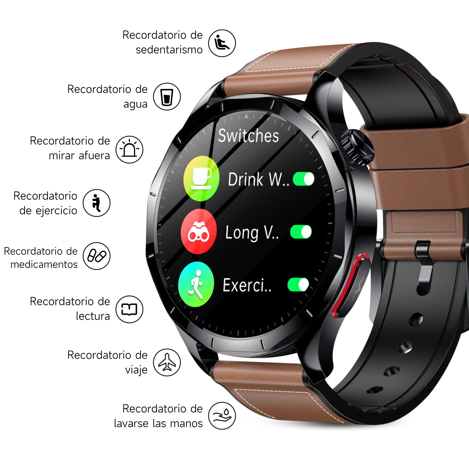 2026 Nuevo ECG Reloj Inteligente Hombre con HRV/BMI/Tension Arterial, 1.43“ AMOLED Smartwatch con 24H Pulsómetro SpO2 Temperatura Corporal Monitor de Sueño, Pulsera Actividad para Android iOS