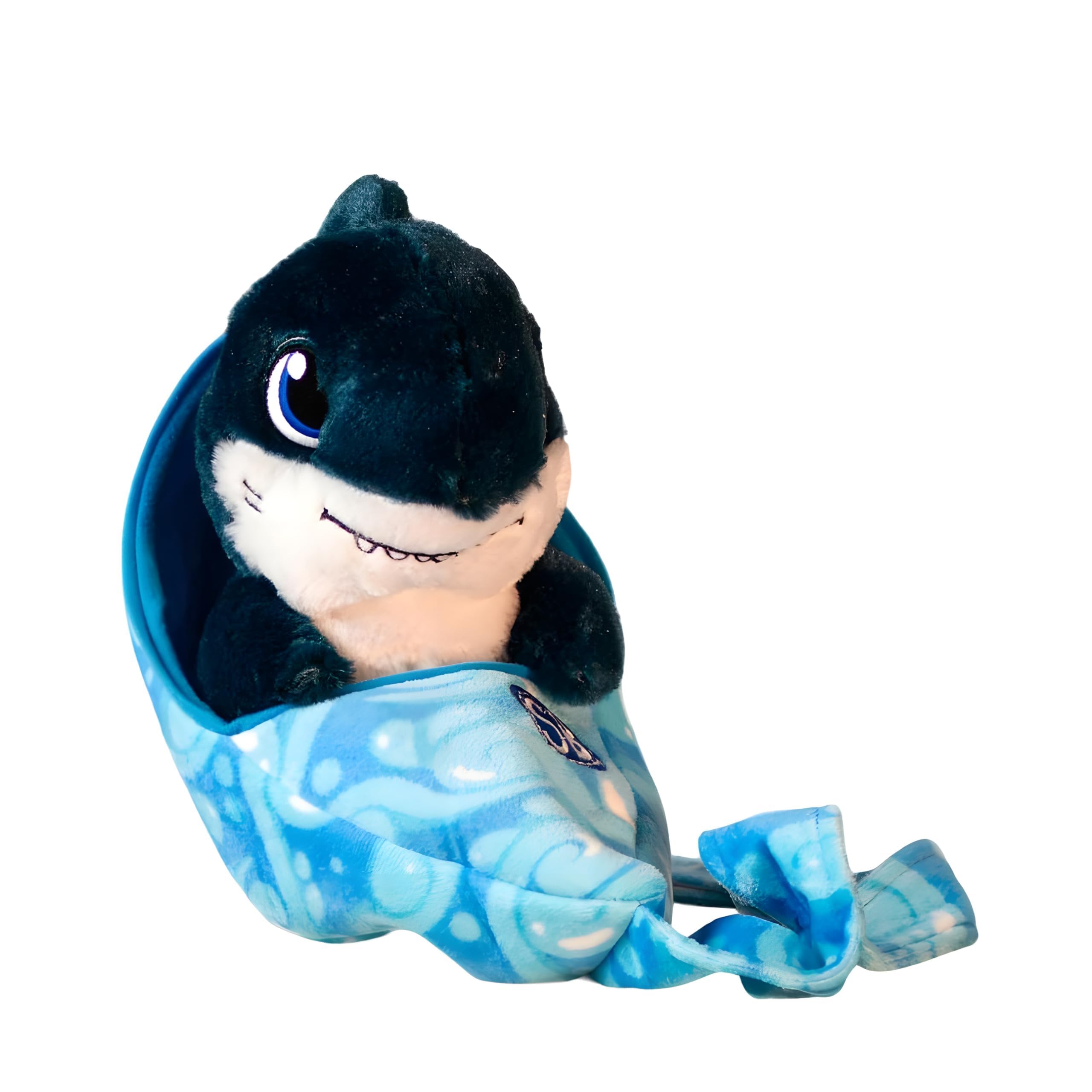 Cute Shark Swaddle Baby Plush - Stuffed Animal Keepsake & Baby Sling Carrier, Cute 9" Baby Shark Plushie, Easter Gifts for Kids, Toddlers, Baby Shower