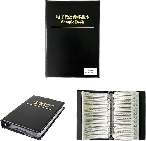 Libro de condensadores 0805 SMD (0.5pF-10uF) 92 Valor x 50 piezas  4600 piezas SMT Kit de condensador Chip Surtido Cartera Carpeta de muestra