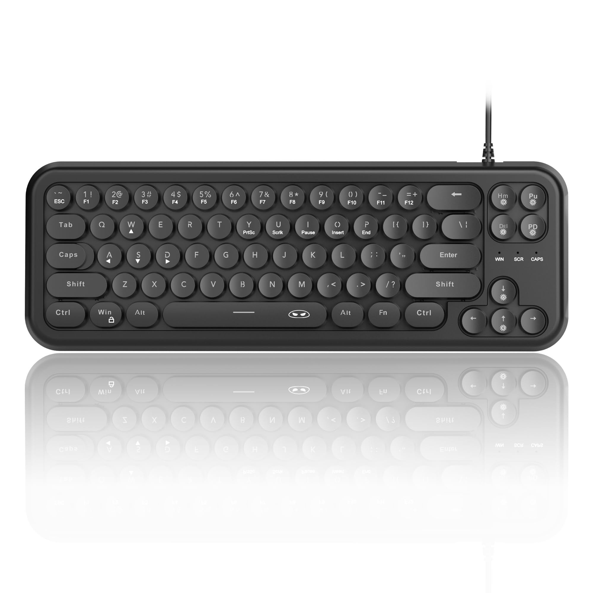 MageGee Typewriter Style 60% White Gaming Keyboard, Mechanical Feeling RGB Backlit 68 Keys Compact USB Wired Ergonomic Gaming Keyboard for PC, Mac, Laptop(Black)