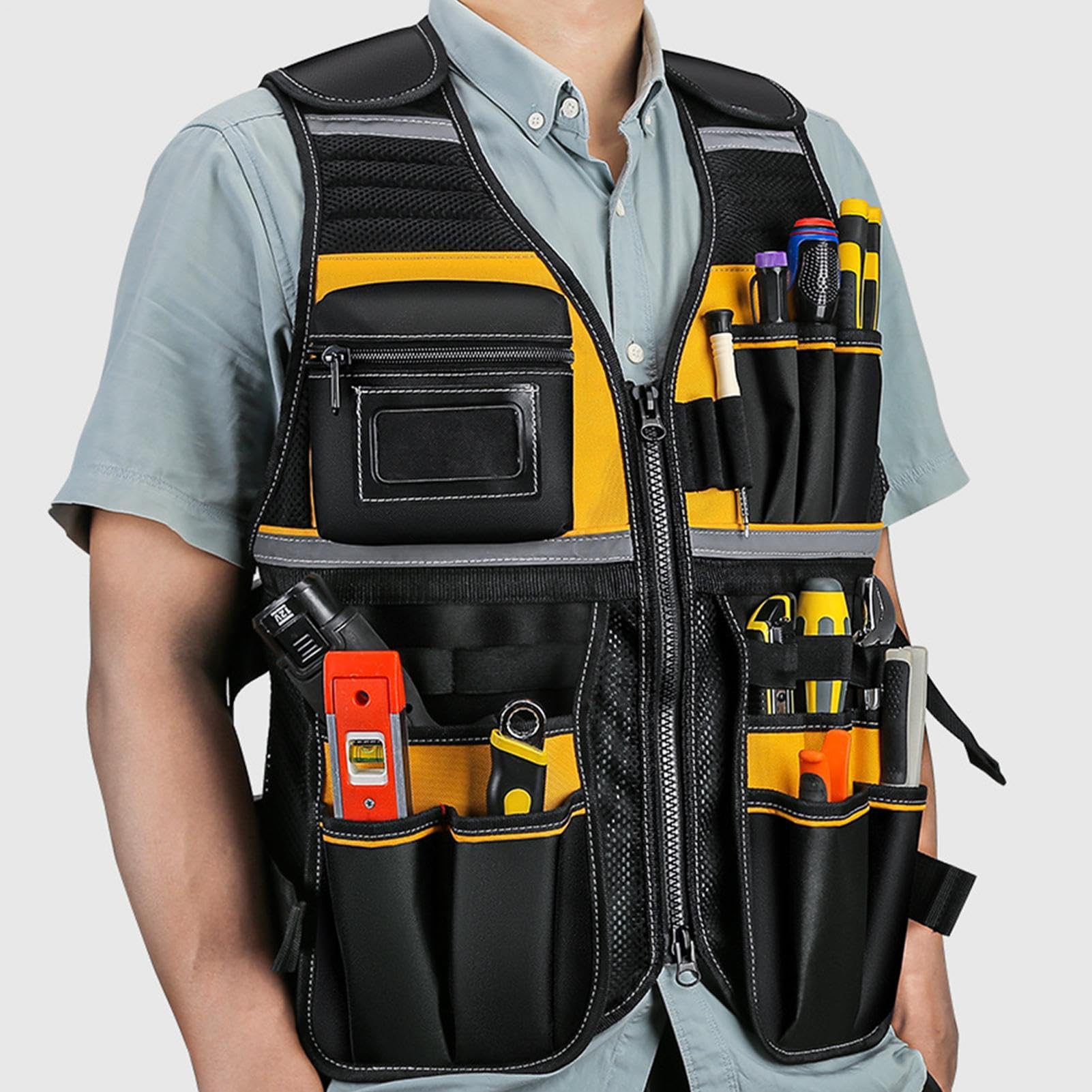 Chaleco de herramientas, cinturón de herramientas ajustable, chaleco de | herramientas tácticall ampliamente utilizado, chaleco de electricista de gran material, chaleco de herramientas para hombres
