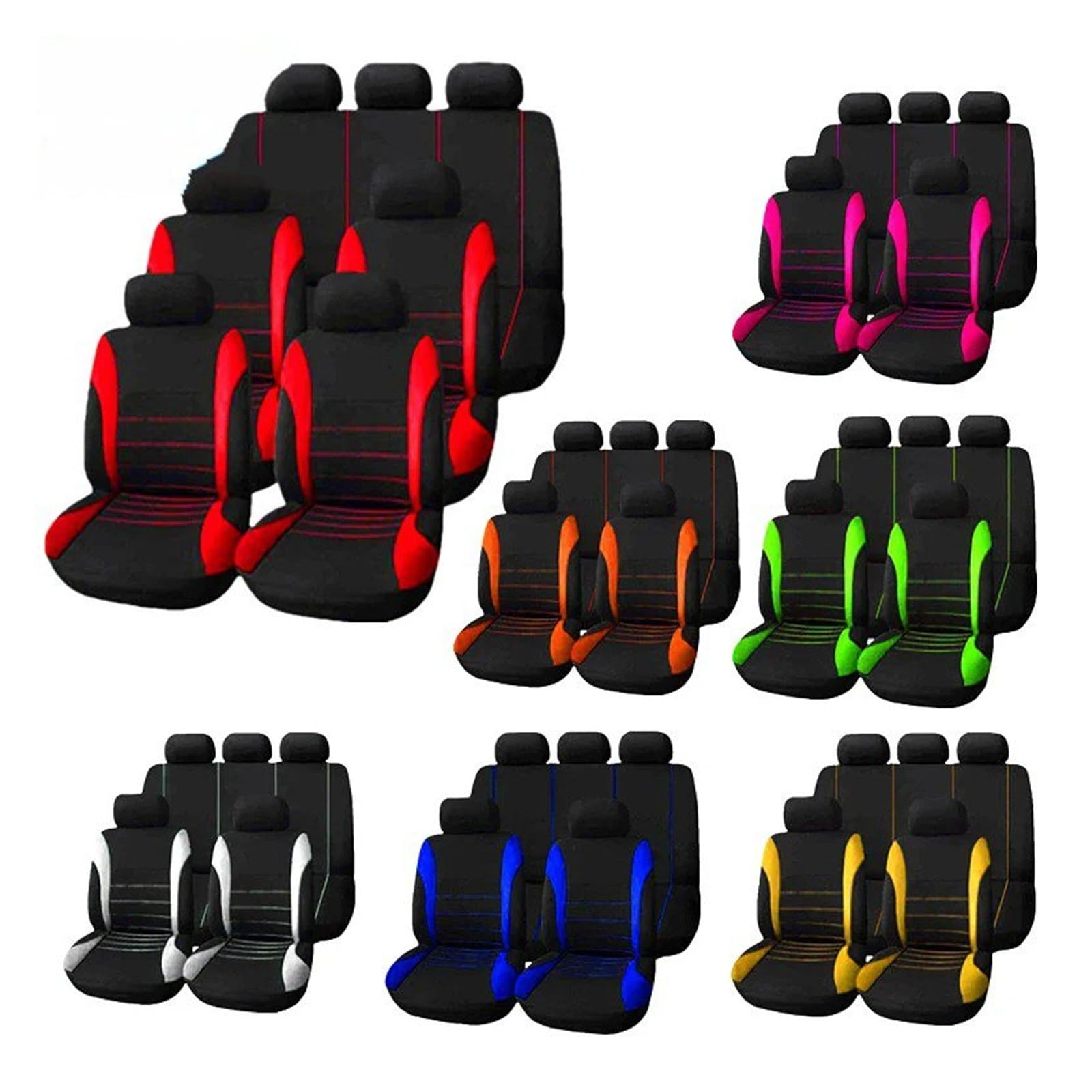 Funda para Asiento Coche Piezas Automóvil Tela Poliéster Juego 2/4/9 Cojín Delantero/Trasero Universal para Las Cuatro Estaciones Cubre Universal