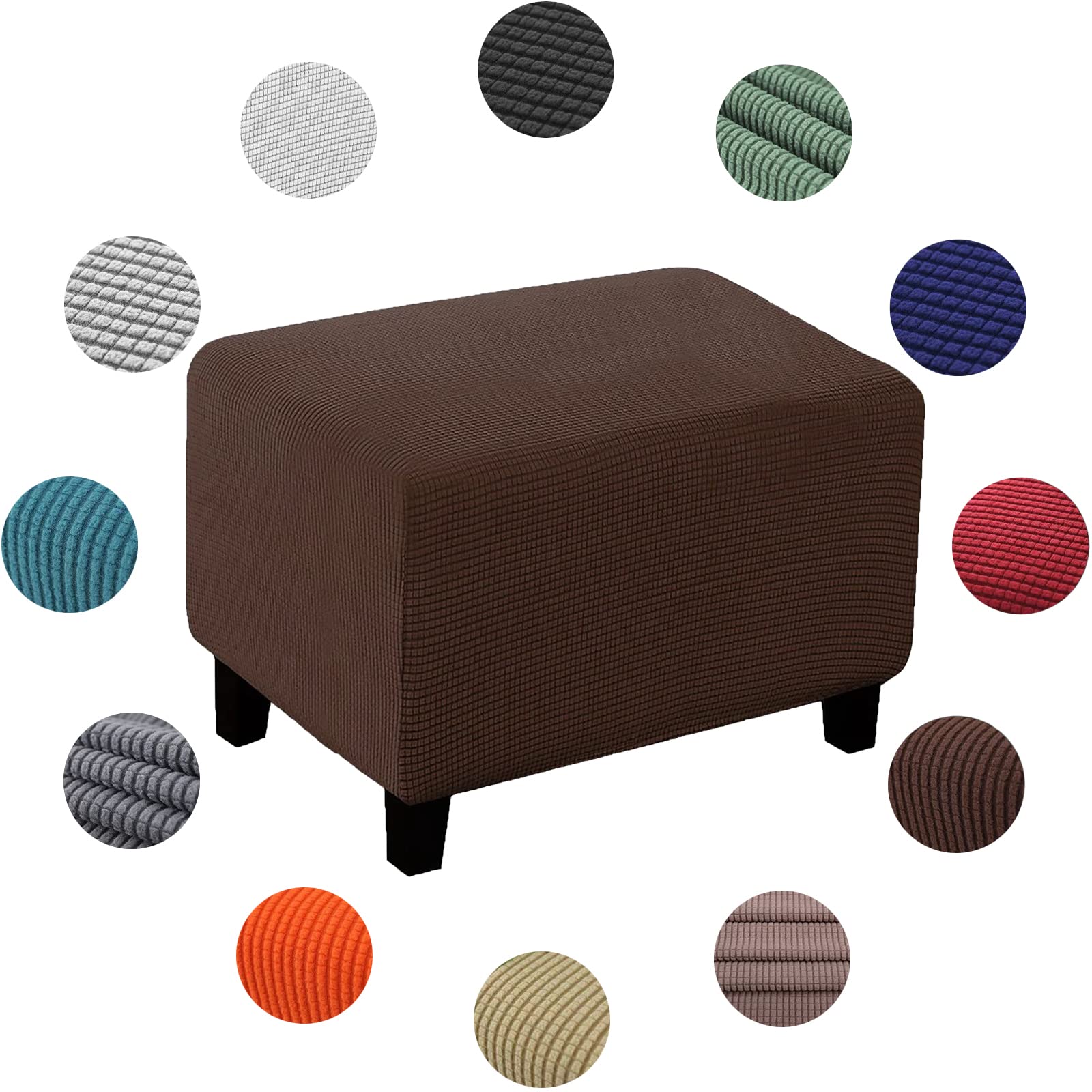 Housse de repose-pieds extensible pour rénover un pouf carré de salon jaune S