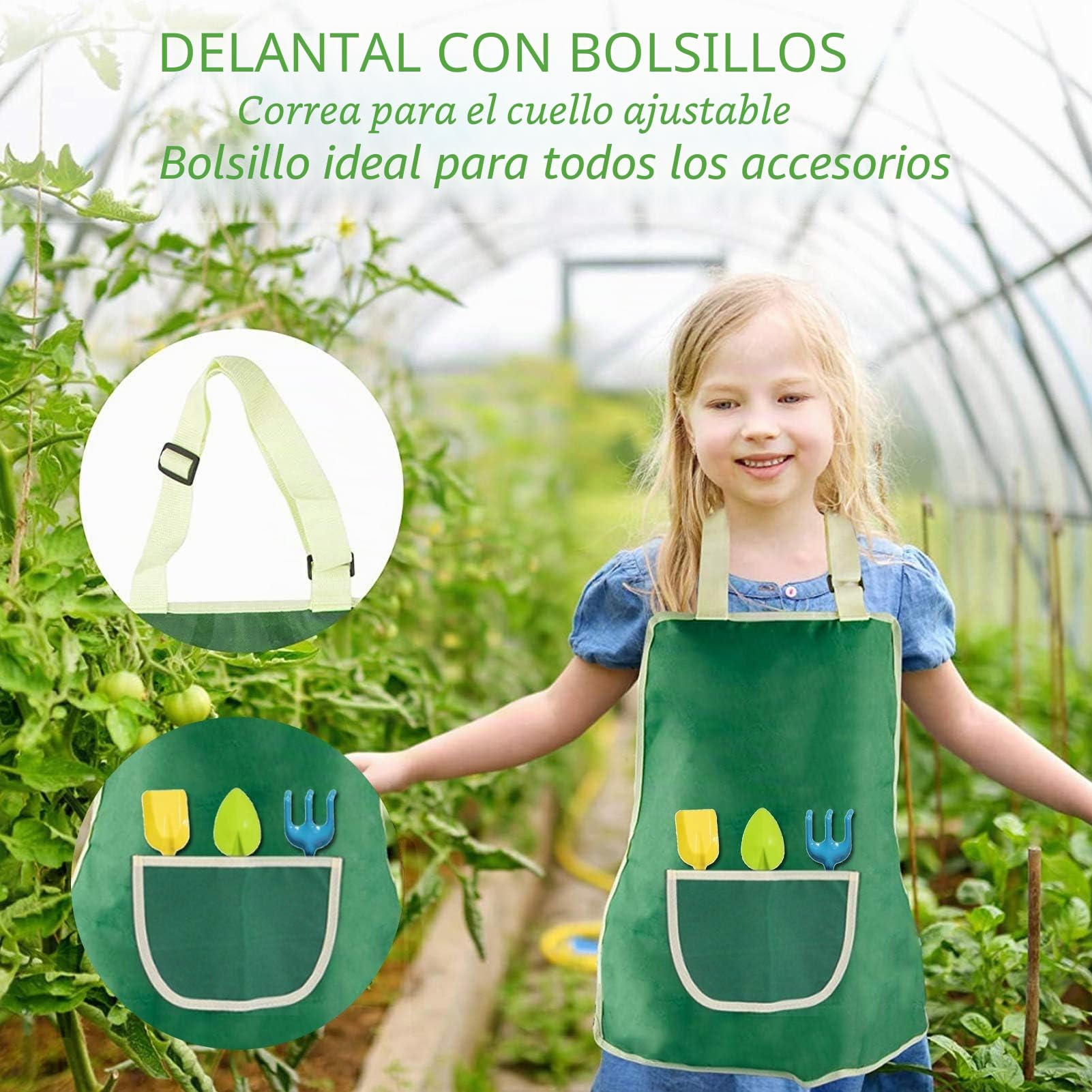 Kit de jardín para niños,Herramientas de Jardín para niños,Bolsa para Niños de Herramientas,Juego de jardinería, Bolsa de Guantes,Kit Jardinería Guantes (A)