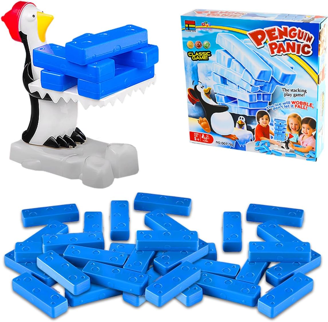 CoolbitzKids Penguin Ice Block Classic Stacking Game Balance Pieces Set Building Tumbling Tower Creative Playset Fun Toy