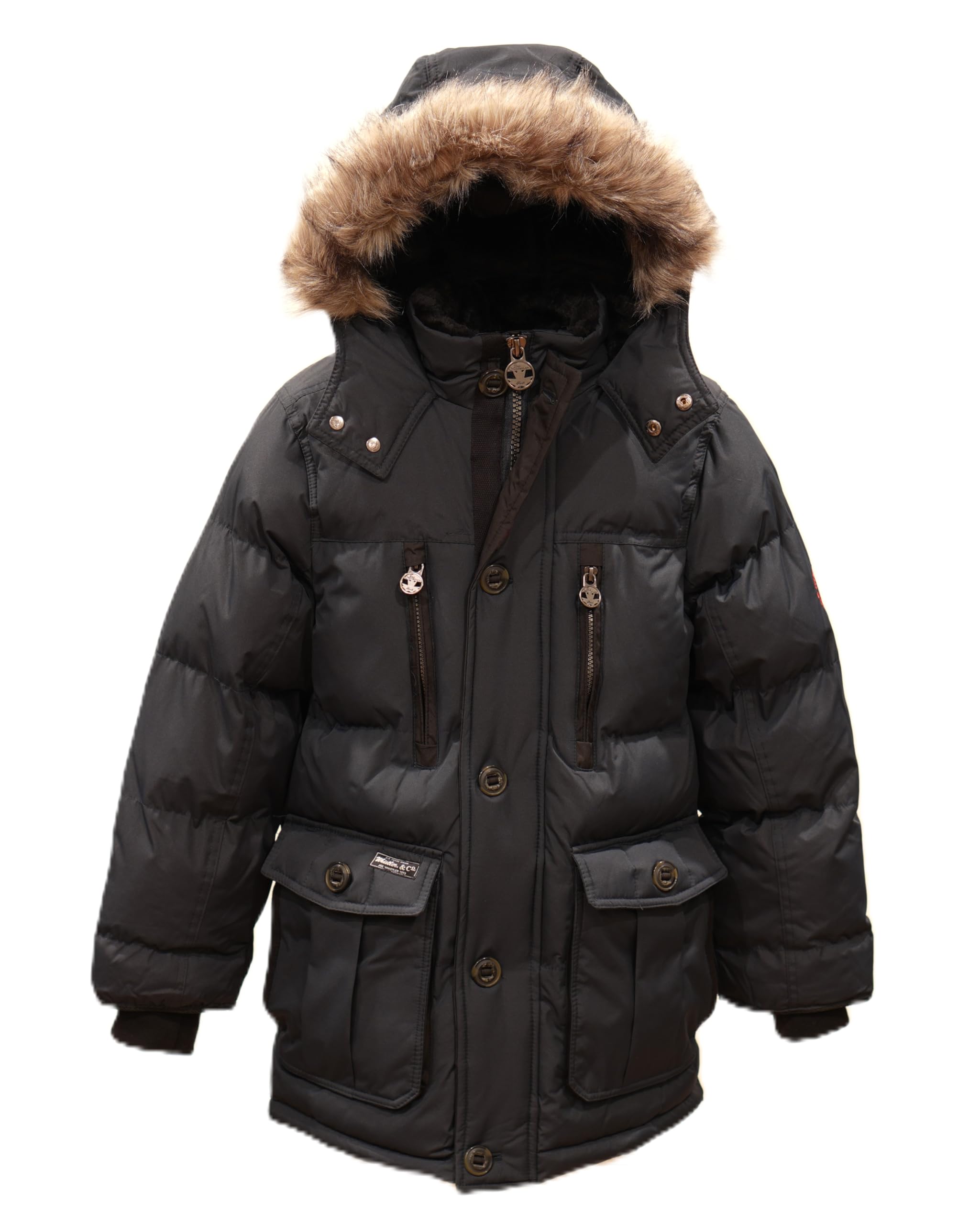 Base Camp Parka Puffer for Boys Heavy Puffer Winter Jacket with Hood and Removable Faux Fur