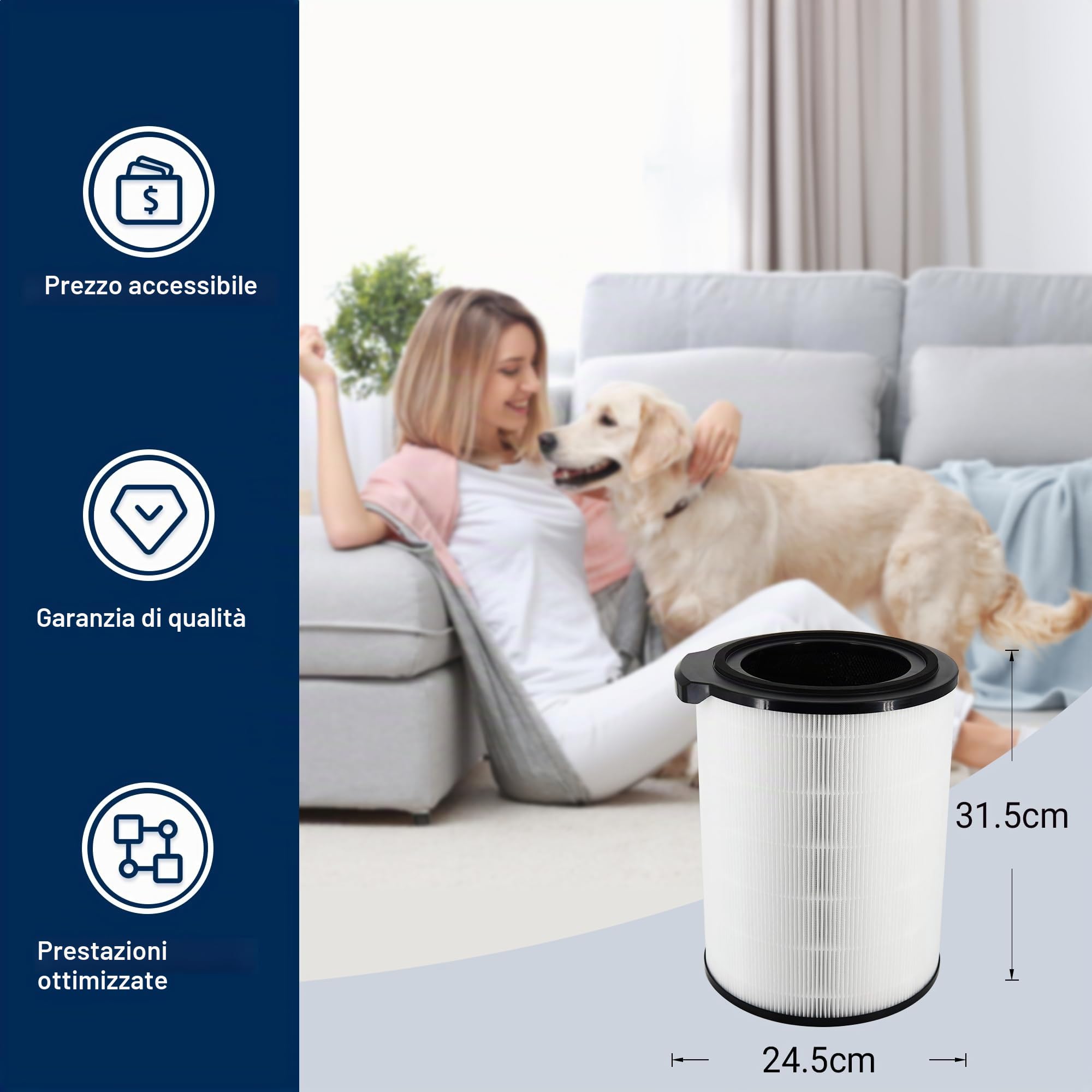 Filtro di ricambio FY3430/30 compatibile con purificatore d'aria Philips AC3033/30 Series 3000i NanoProtect Series 3, filtro a carbone attivo 3 in 1 True HEPA (H13)