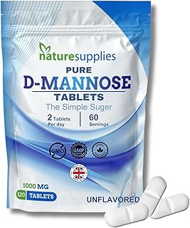 D Mannose Tablets 1000mg - 120 Pack Dmannose Tablets - (Not D Mannose Capsules or Powder) - Suitable for Vegetarians and Vegans - High Strength D-Mannose Supplement from Naturesupplies