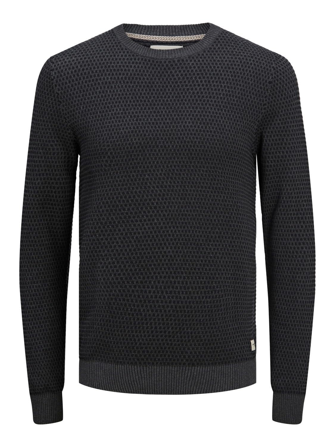 JACK & JONES Mens Knit Crew Neck Sweater Dark Grey Melange S