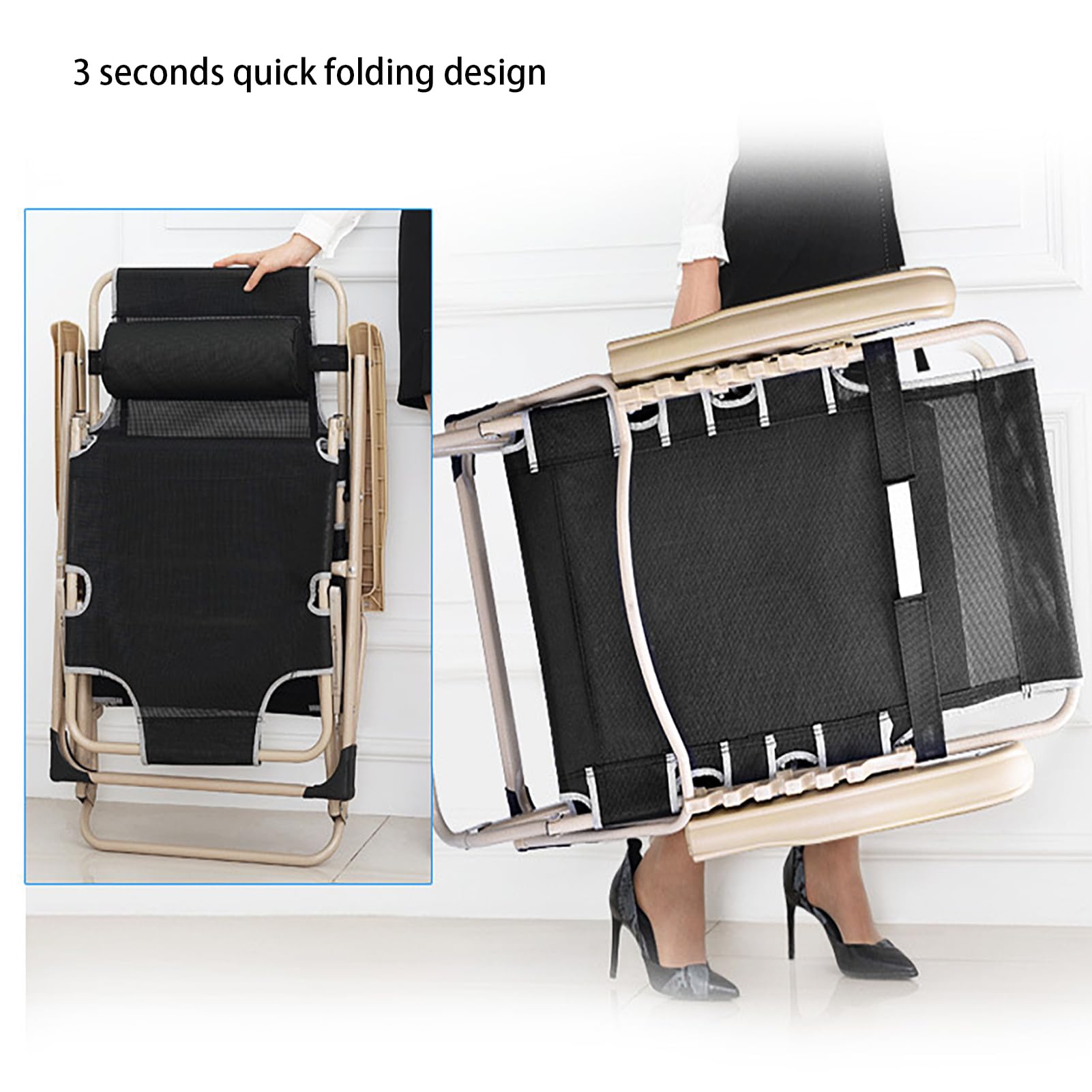 HUHJYUGE Tumbona Plegable Jardin, Ajustable Hamaca Reclinable Plegable Gravedad Cero, Silla Plegable Playa con Reposacabezas, para Exteriores, Playa, Césped, Camping, Piscina