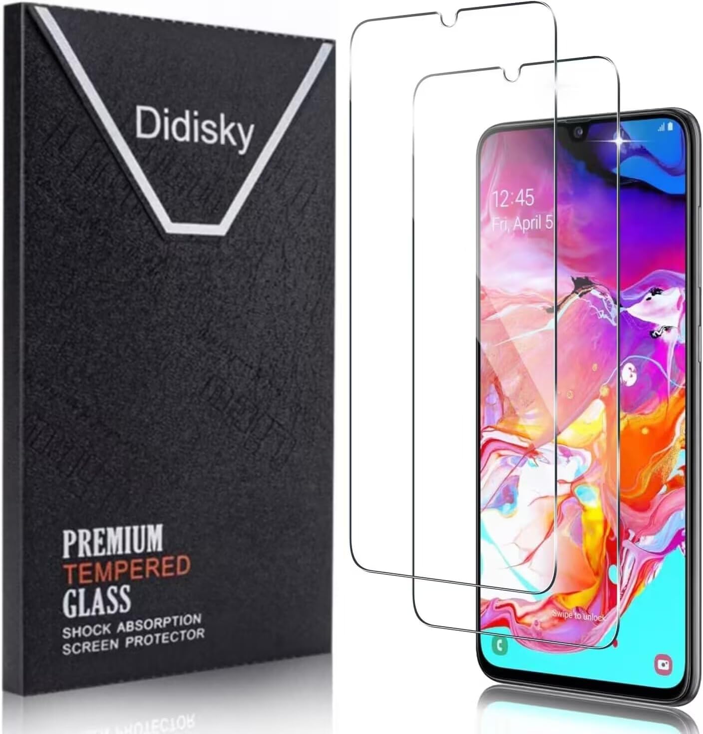 Tempered Glass Screen Protector for Samsung Galaxy A70, [2 Pack] Screen Protector,Soft Touch,Easy to Clean,Easy to Install,Transparent