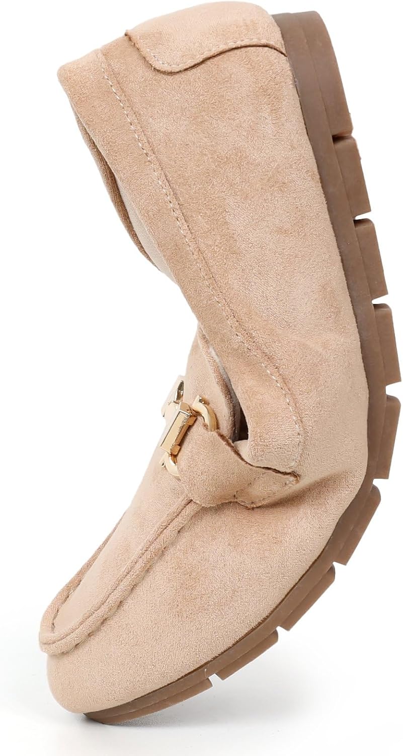 Loafers for Women,Arch Support & All-Day Comfort,Slip On Women's Flats Casual Work Walking Dress Shoes Business Office Beige Suede 7 - Image 5