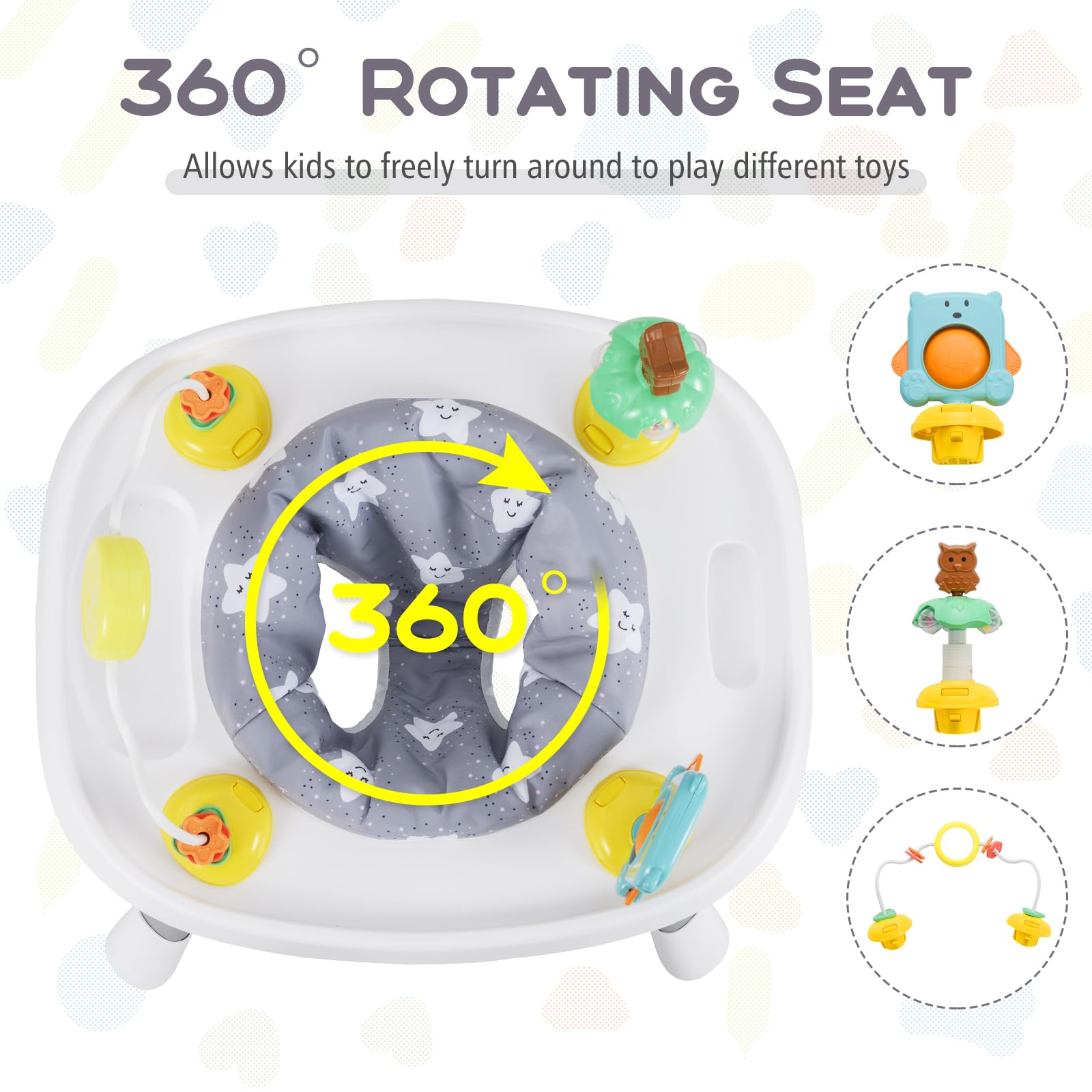 RELAX4LIFE 16 en 1 Trona Evolutiva Bebé con Altura Ajustable, Asiento Giratorio 360°, Mesa Doble Cara y Arnés de Seguridad, Trona Bebé con Bandeja Ajustable, Silla Alta para Niños 6-36 Meses (Blanco)