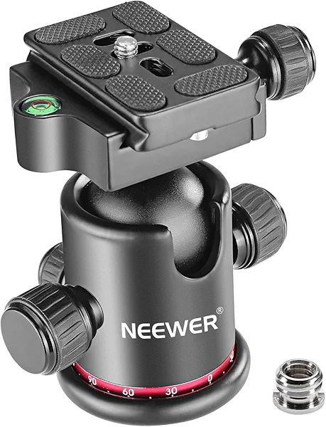 Neewer Professional Metal 360 Degree Rotating Panoramic Ball Head with 1/4 inch Quick Release Plate and Bubble Level,up to 17.6pounds/8kilograms,for Tripod,Monopod,Slider,DSLR Camera,Camcorder