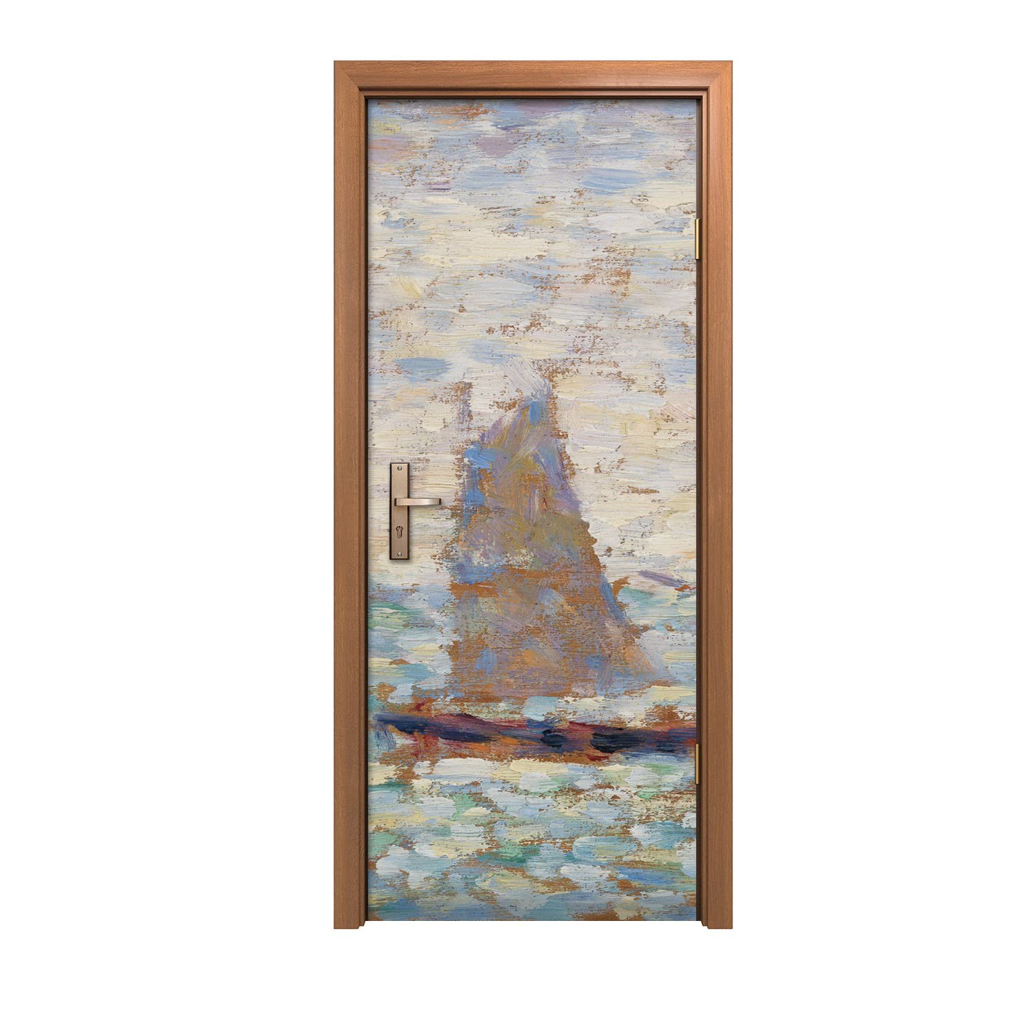 Autocollant de porte design deux voiliers finition premium