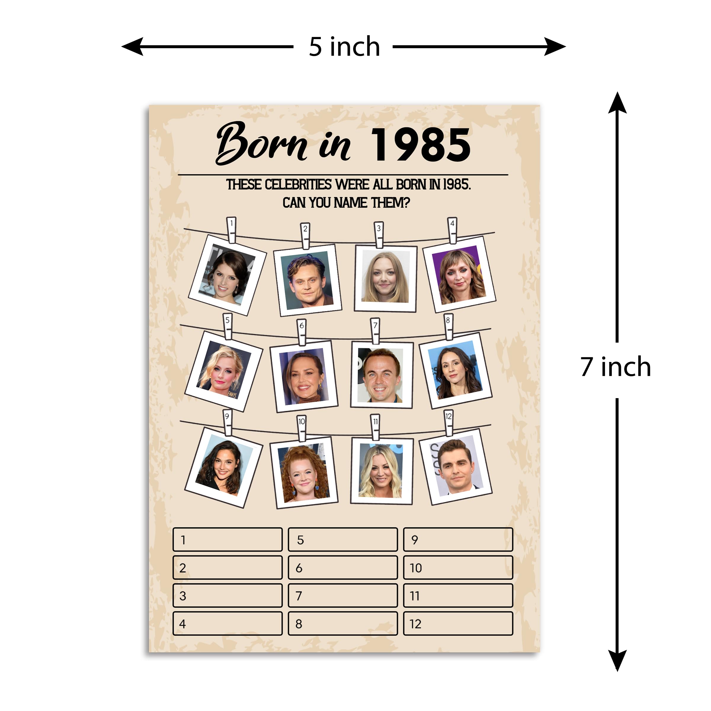 40th Birthday Party Games, Born in 1985 Games Bundle, Set of 5 Activities for 10 Guests, Birthday Party Supplies for Adults, Pack of 50 Cards