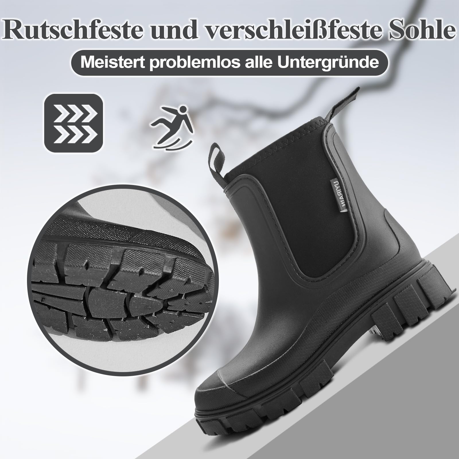 Gummistiefel Damen Wasserdicht Gummistiefeletten Halbhohe Chelsea Boots Rutschsicher Abriebfest Atmungsaktiv Regenschuhe Komfort Garten Stiefeletten 36-41EU