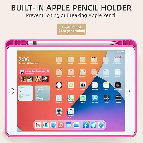 Miniatura 102 de Akkerds - Funda para iPad 10.2 2020, iPad 8ª generación/2019, iPad 7ª generación, con soporte para lápiz. Funda protectora premium con parte trasera