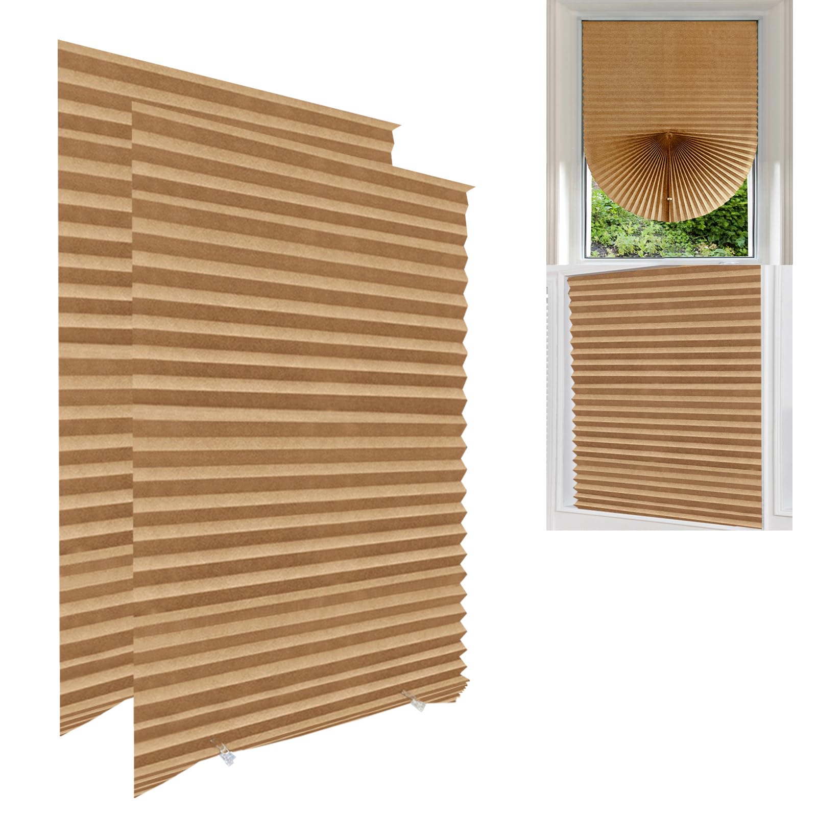 Maritown 2Pack No Drill Stick on Blinds for Windows Blind No Drilling, Temporary Blinds for Windows Light Filtering Privacy Protection,Easy Fit Install(with 4 Clips)