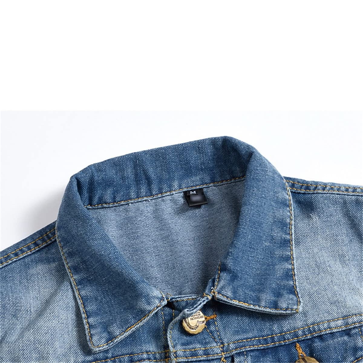 Gilet in denim da donna senza maniche casual gilet primavera denim giacca strappata slim giacca denim gilet, R011, 5XL