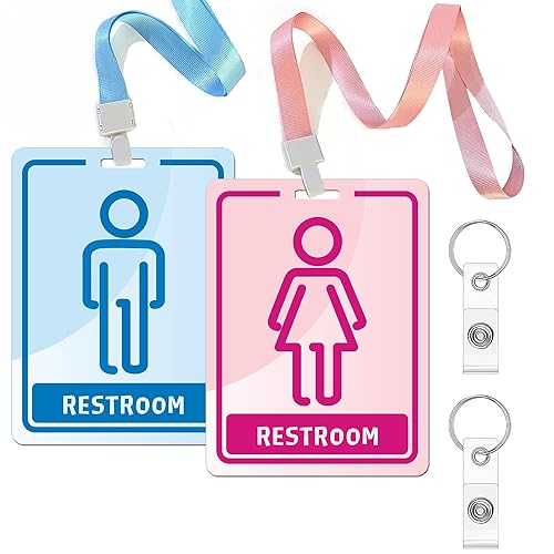 Restroom Pass Keychain with Key Holder Bathroom Pass Key Tag
