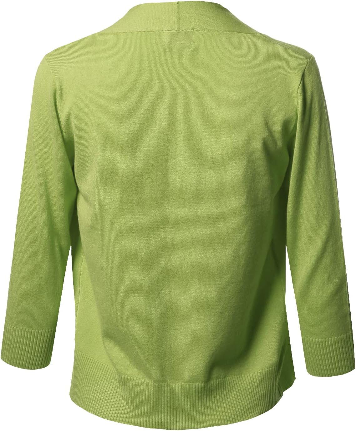 Women's Solid Open Front Soft Stretch 3/4 Sleeve Layer Short Cardigan - Image 3