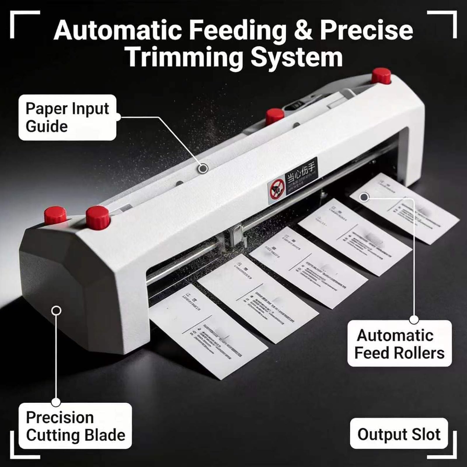 Cortador de papel eléctrico, cortador eléctrico de tarjetas de visita con sistema de 9 hojas, placa de posicionamiento ajustable de 1 a 18 mm, cortador de papel para papel (195-212) x 297 mm, para