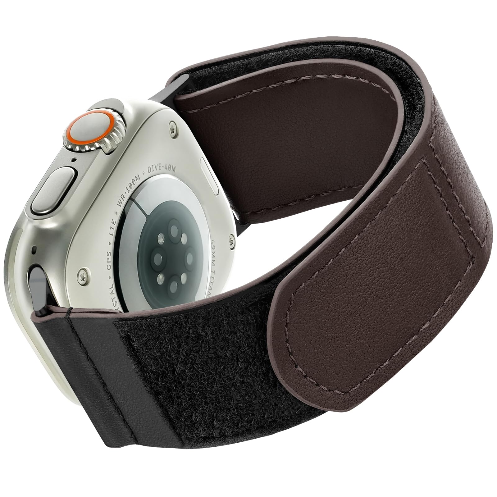 Ritche Christmas Gift Leather Apple Watch Band For Men Women Compatible with Apple Watch 38mm 40mm 41mm 42 mm 44mm 45mm 49mm, Adjustable Hook and Loop