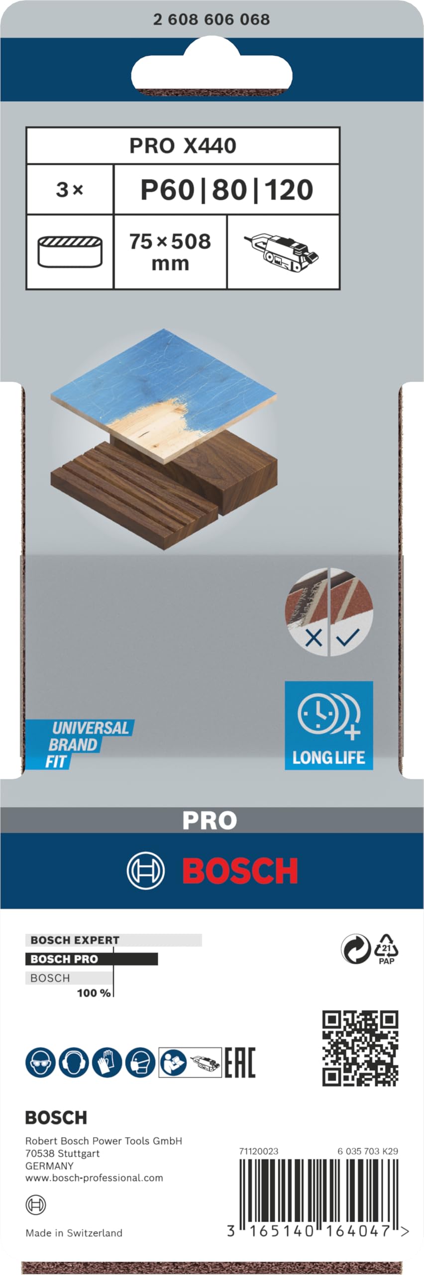 Bosch 2 608 606 068 Nastro Abrasivo, 75X508 mm