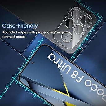 QULLOO Screen Protector for Xiaomi POCO F8 Ultra, [2+2 Pack] Tempered Glass & Camera Lens Protector, HD Anti-Scratch Easy Installation Protective Glass Film