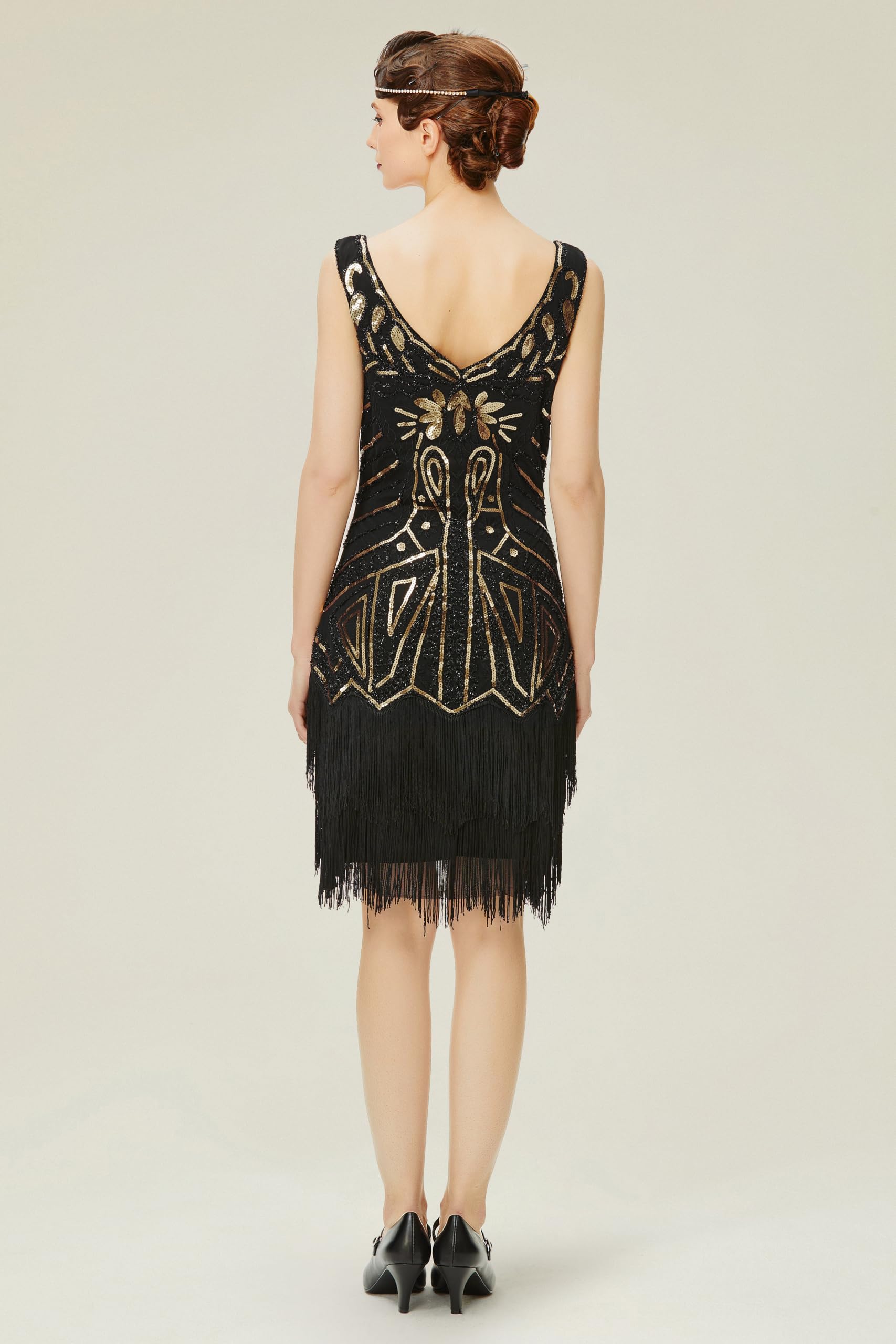 BABEYOND Flapper Dresses V Neck Dress Cocktail Dress Femme