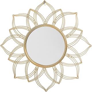 Beliani Espejo de Pared Dorado 67 cm Forma de Flor Redonda Glamour Art Deco Vintage Hollywood Milly