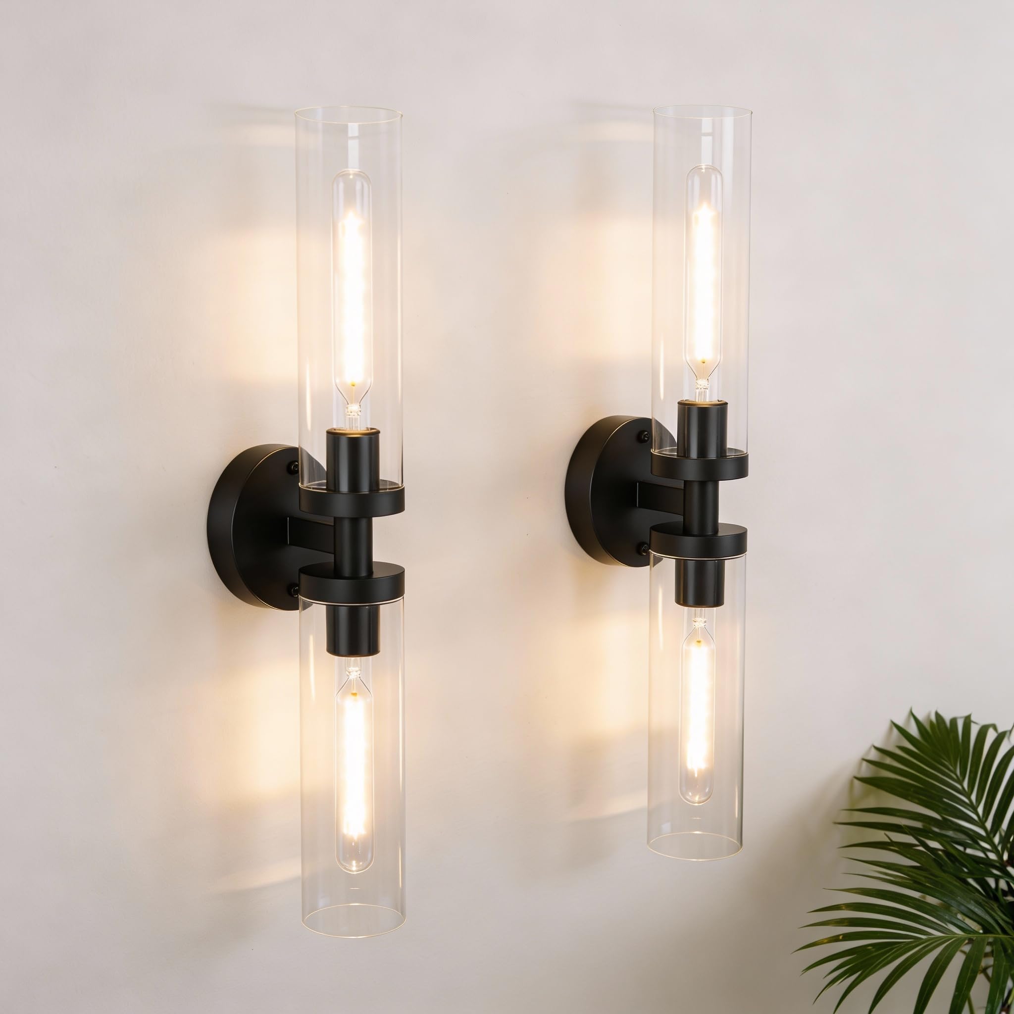 Phaosio Wall Sconces Set of 2 with Clear Glass Shade