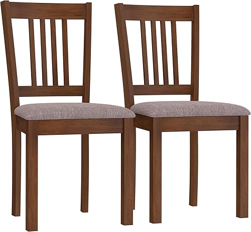 HOMCOM Juego de 2 sillas de comedor modernas, tapizadas de tela de lino con patas de madera de goma para comedor, sala de estar, marrón y marrón
