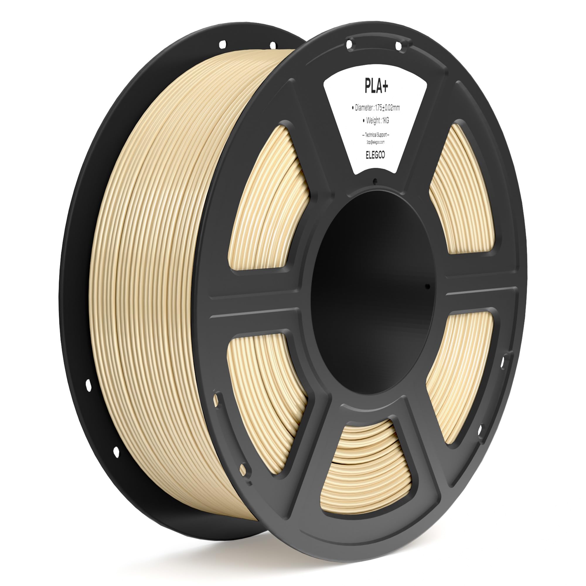 ELEGOO PLA+ Filamento 1,75mm Beige 1KG, PLA Plus ad Alta Resistenza per Stampanti 3D, Precisione Dimensionale +/- 0,02mm, Bobina da 1kg (2,2lbs) Compatibile con la Maggior Parte delle Stampante 3D