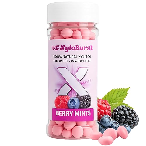 Miniatura 7 de XyloBurst Caramelo de mentas endulzadas con xilitol 100% sin azúcar, sabor ceto, bajo en carbohidratos y diabéticos, tarro de 200 unidades (limón, 1
